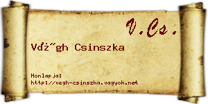 Végh Csinszka névjegykártya